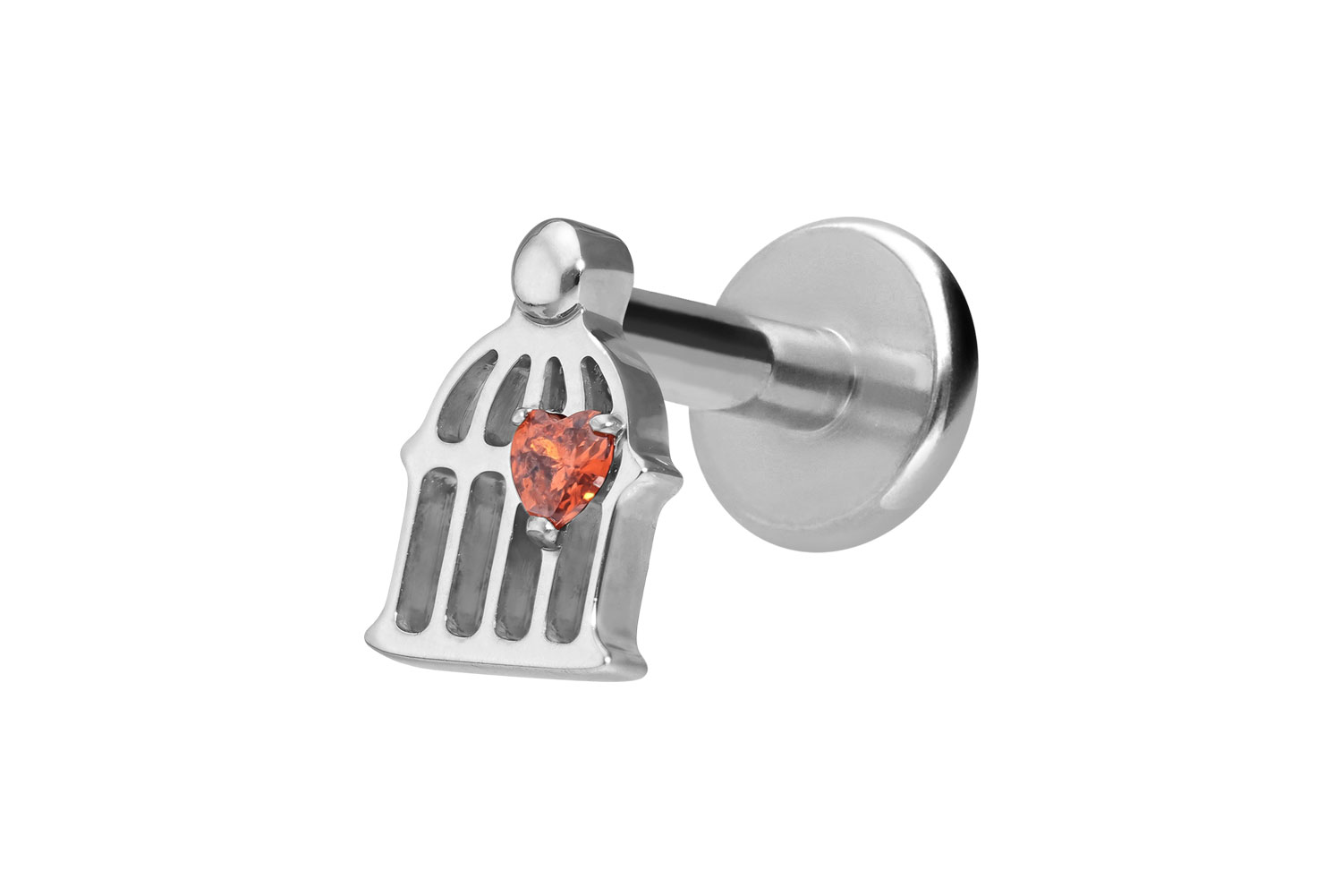 Titan Labret Piercing mit Innengewinde KÄFIG